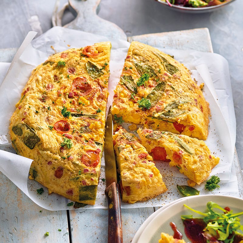 Foto van Groentetortilla met pasta en ham door WW