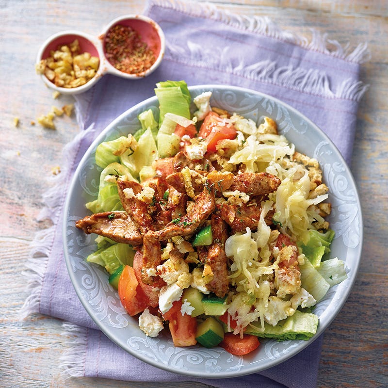 Foto van Dönersalade met tijmcroutons door WW
