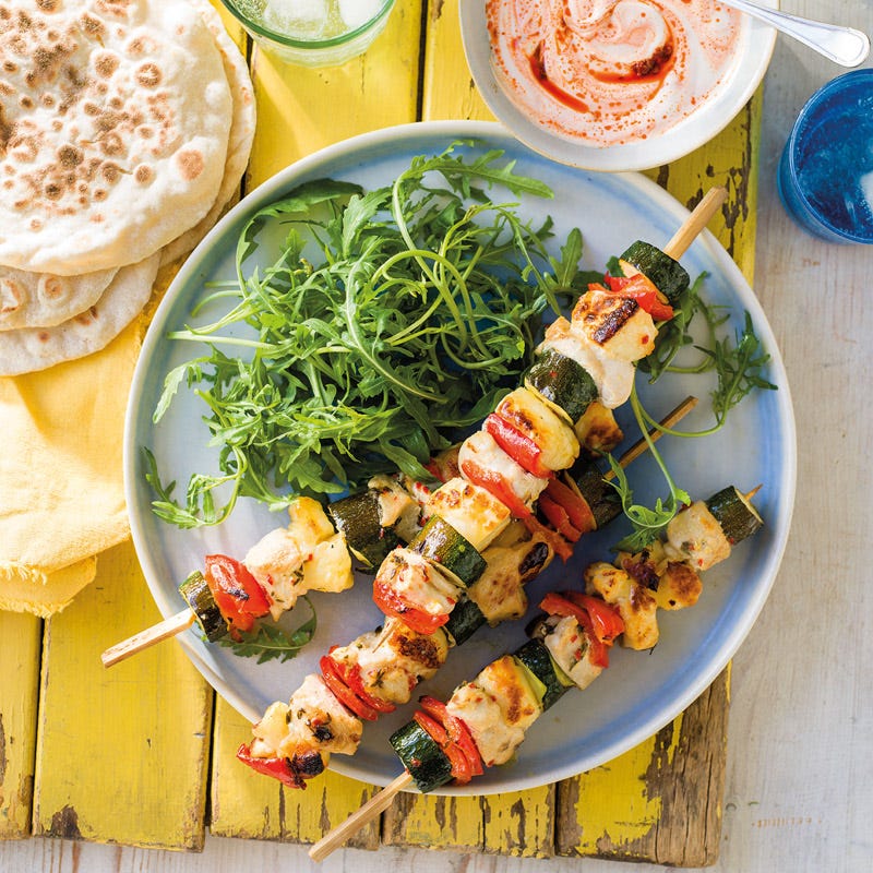 Hähnchen-Halloumi-Spieße