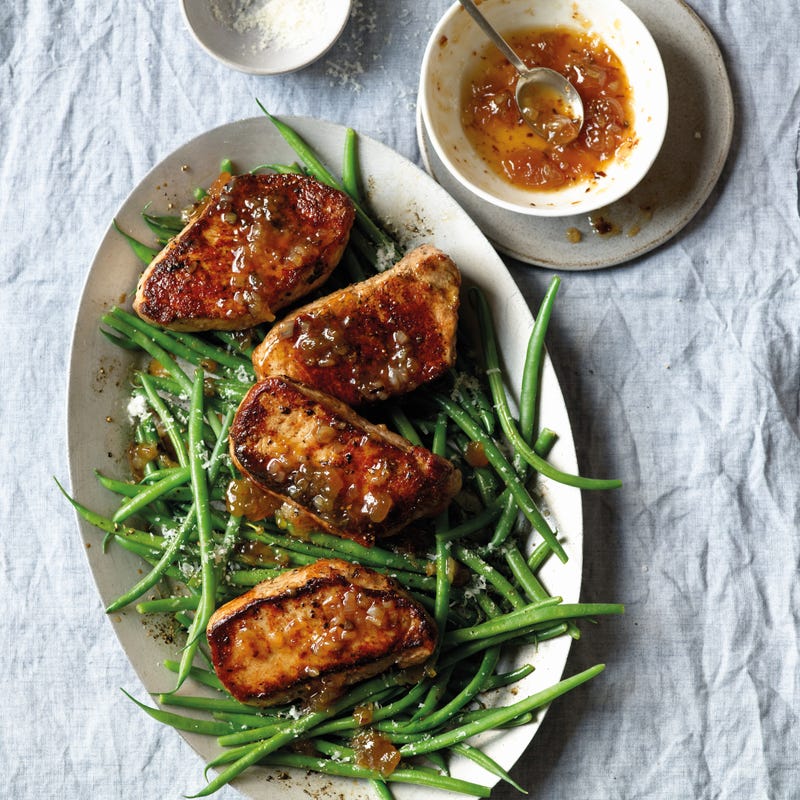 Foto van Varkenskarbonade met vijgensaus en sperziebonen door WW