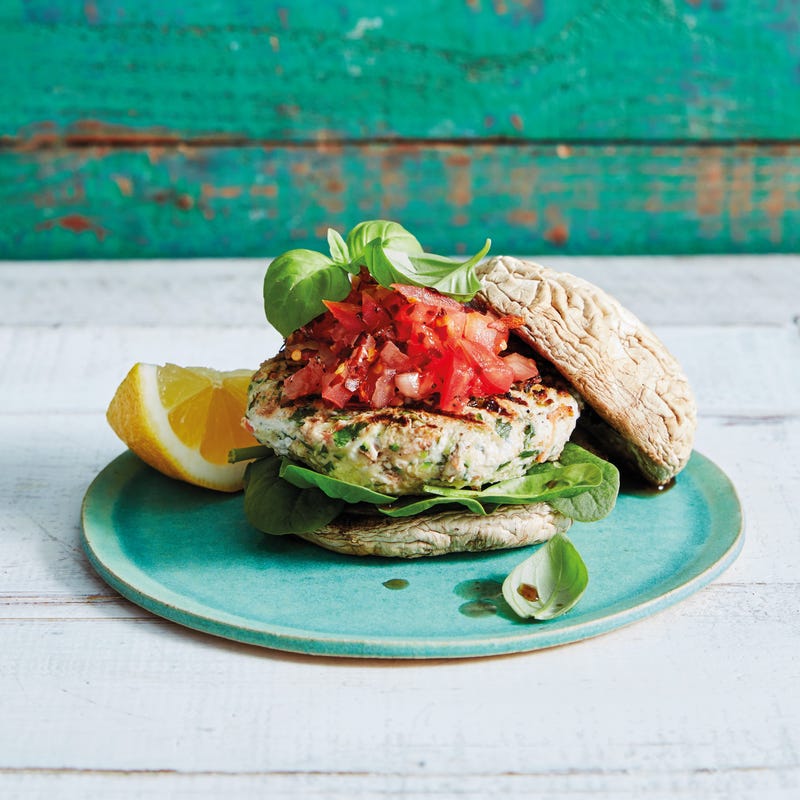 Foto van Portobello's met pittige kipburgers door WW