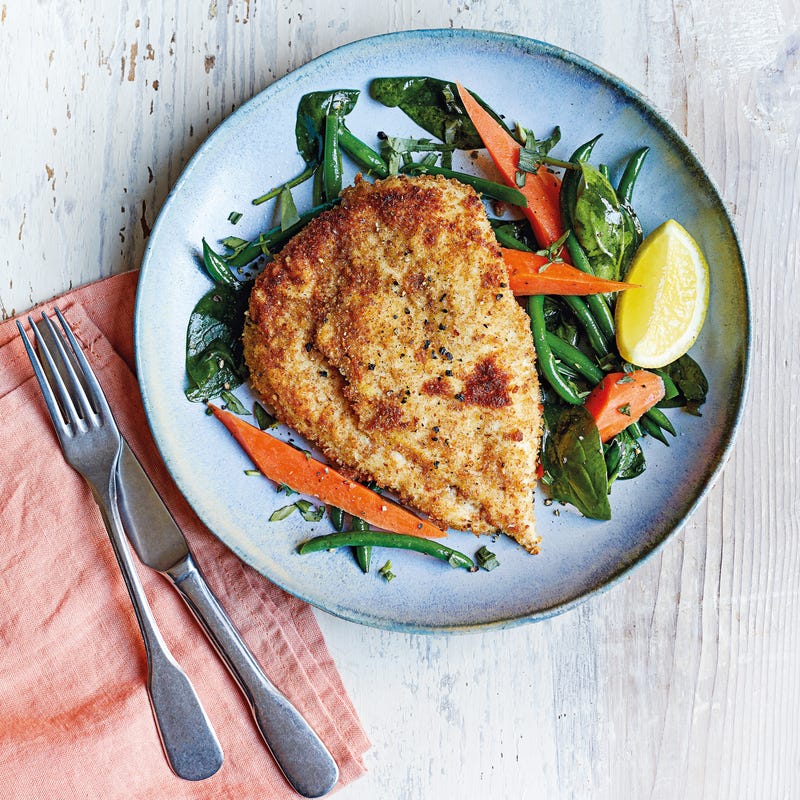 Foto van Kipschnitzel met groenten en dragon door WW