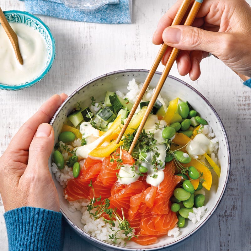Foto van Sushisalade met zalm door WW