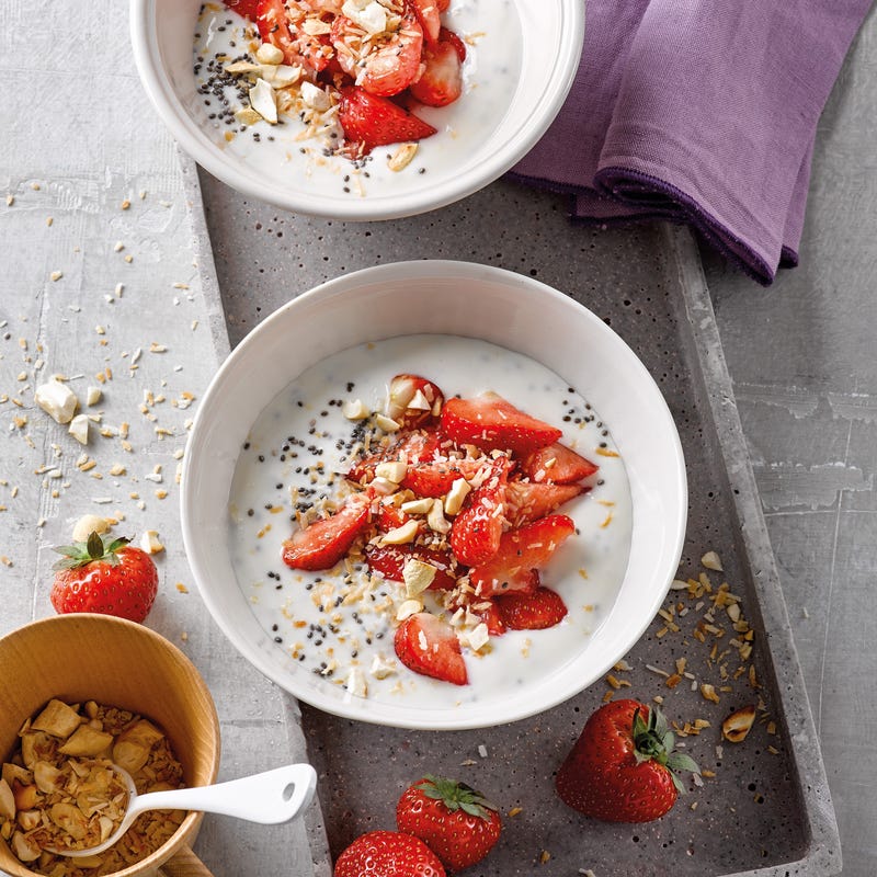 Foto van Kokosyoghurt met chiazaad en aardbeien door WW