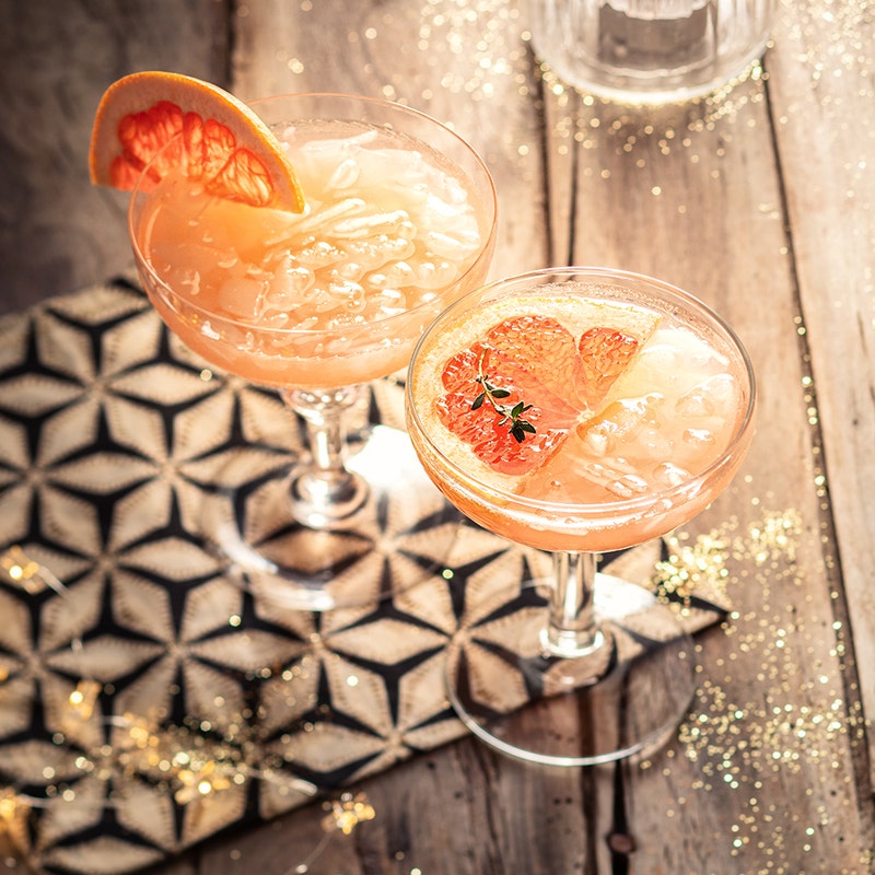 Cocktail sans alcool pamplemousse-thym