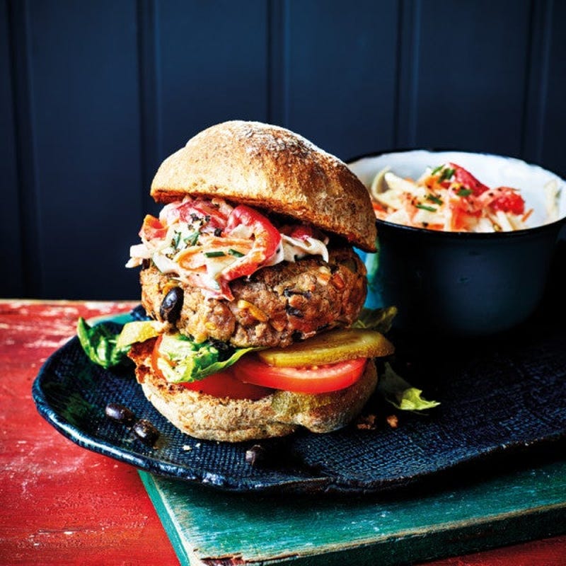 Photo de/du Burger au bœuf et aux haricots, coleslaw léger par WW