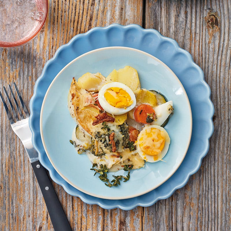Kartoffel-Gemüse-Gratin mit Ei