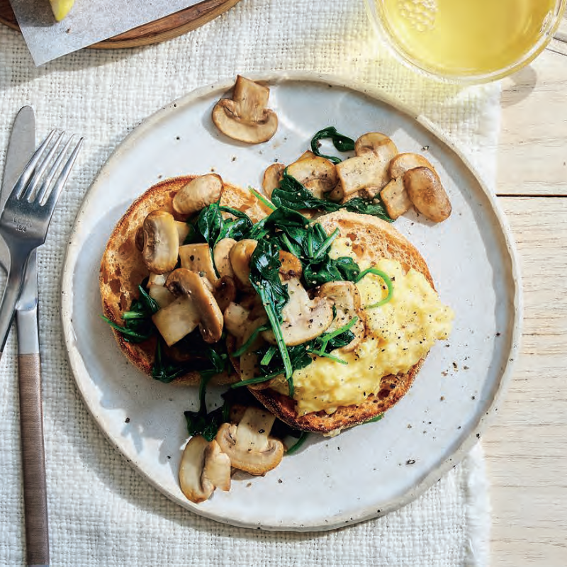 scrambled egg and mushroom muffin