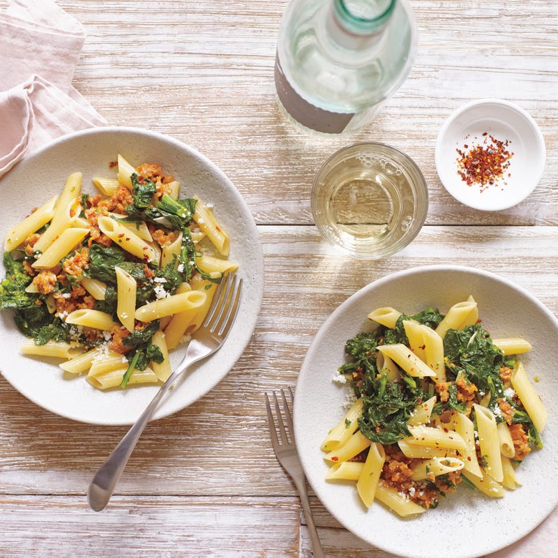 Foto van Penne met spinazie en gehakt door WW