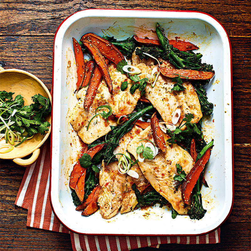 Photo of Sweet chilli fish and chips tray bake by WW