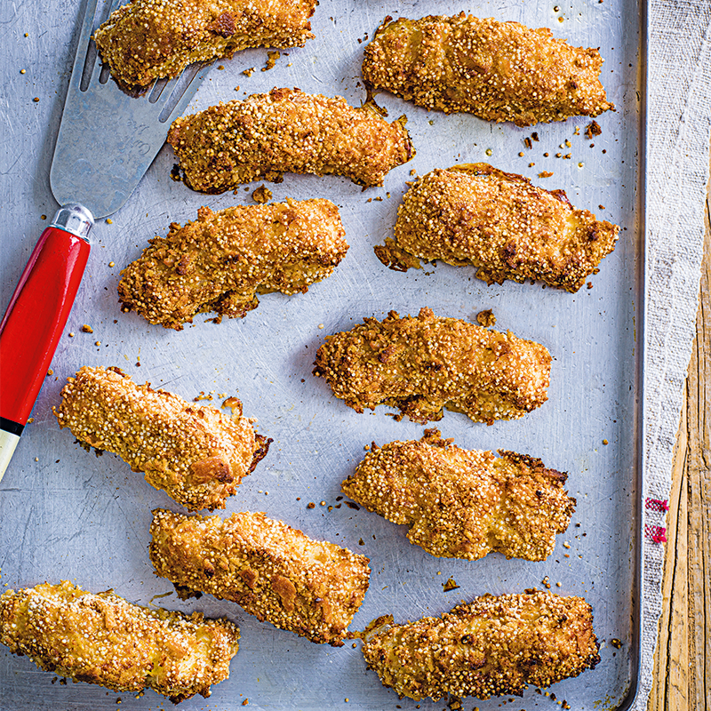 Quinoa-crusted fish cocktails