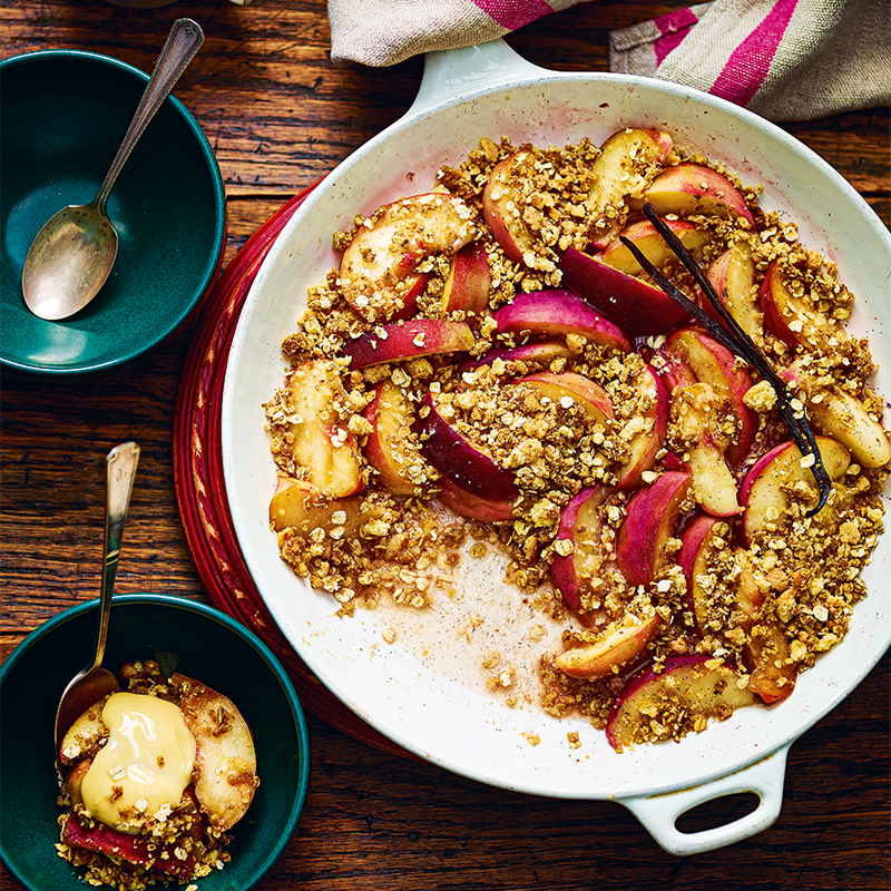 One pan peach crumble