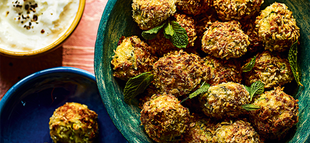Zucchini bites with feta dip