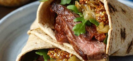 Steak wrap with caramelized onions