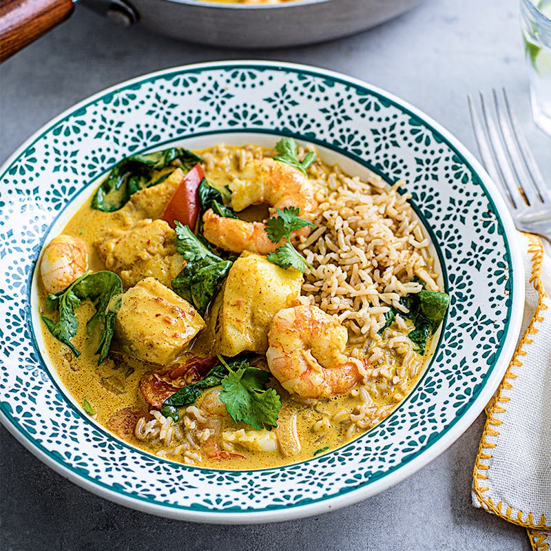 Spiced coconut seafood curry