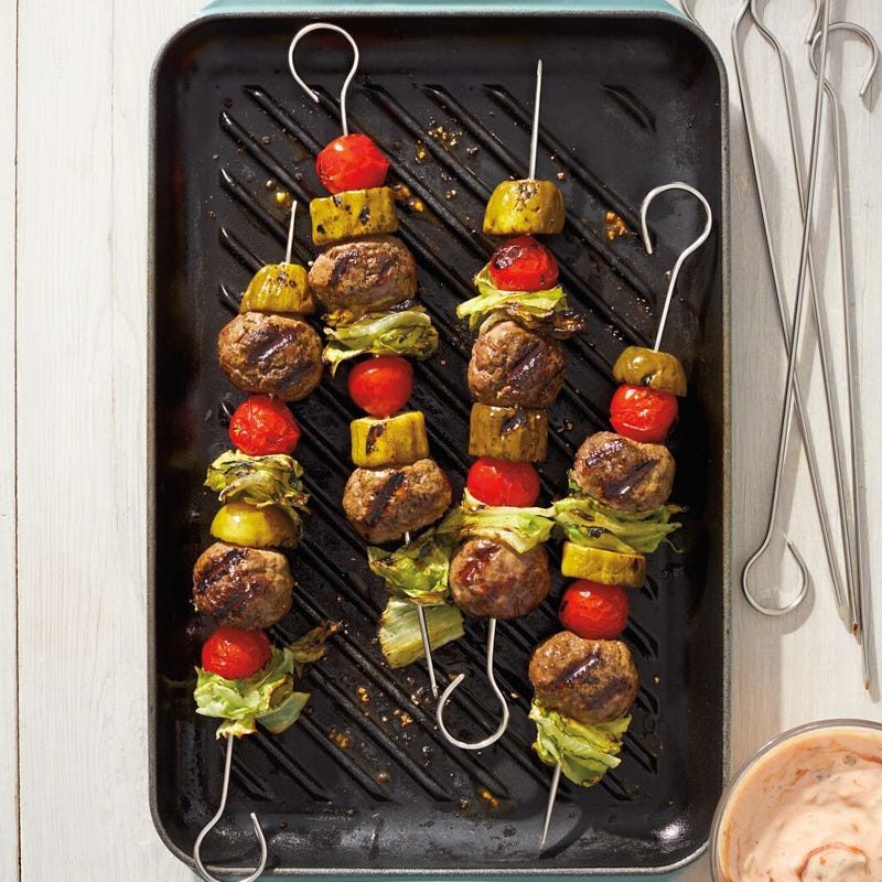 Burger Skewers with Special Sauce
