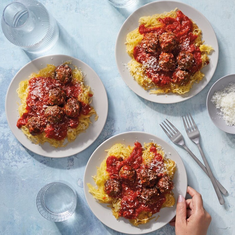 Spaghetti Squash with Beef & Ricotta Meatballs