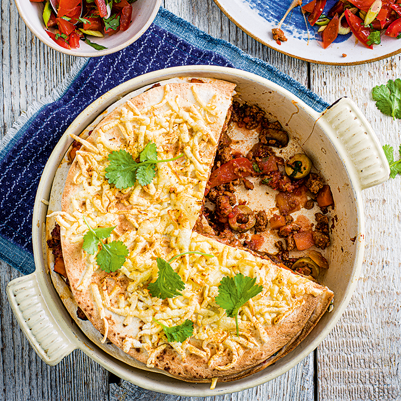 Beef ragù tortilla bake