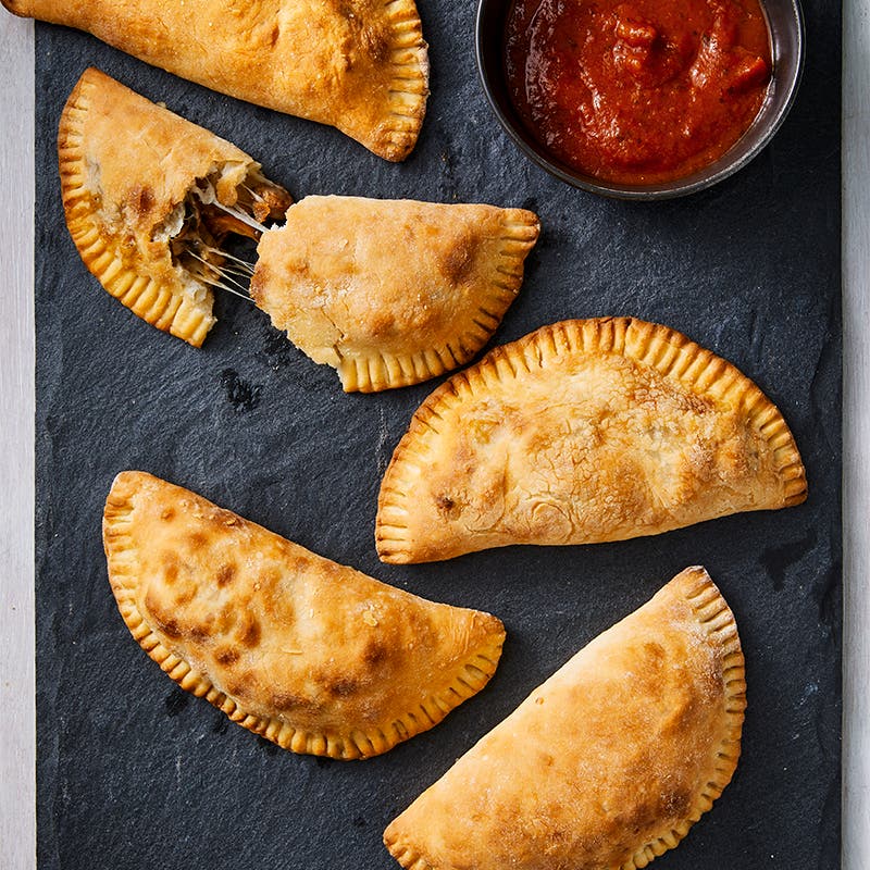 Chicken, mushroom and cheese calzones