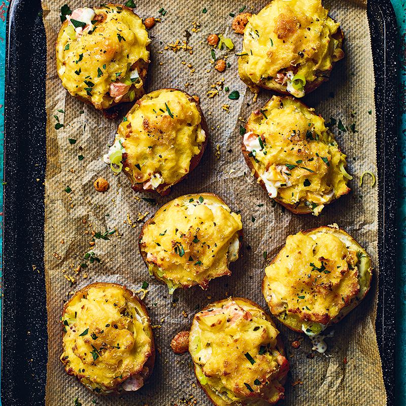Fish pie potato skins