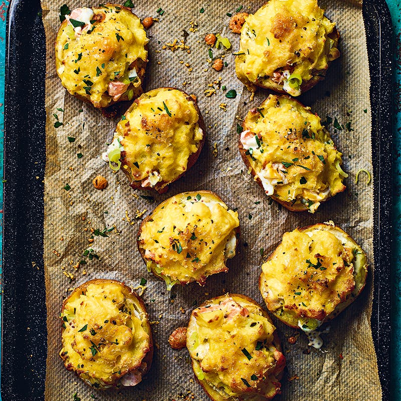 Fish pie potato skins