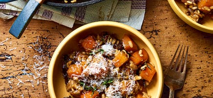 Oven-baked pumpkin and porcini risotto