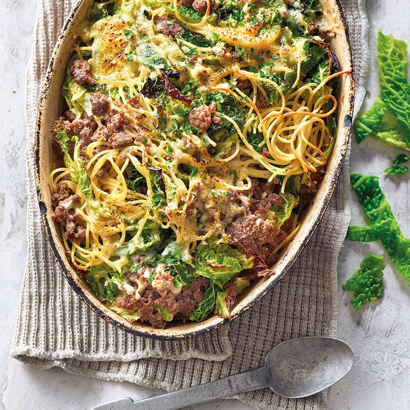 Spaghetti-Wirsing-Auflauf