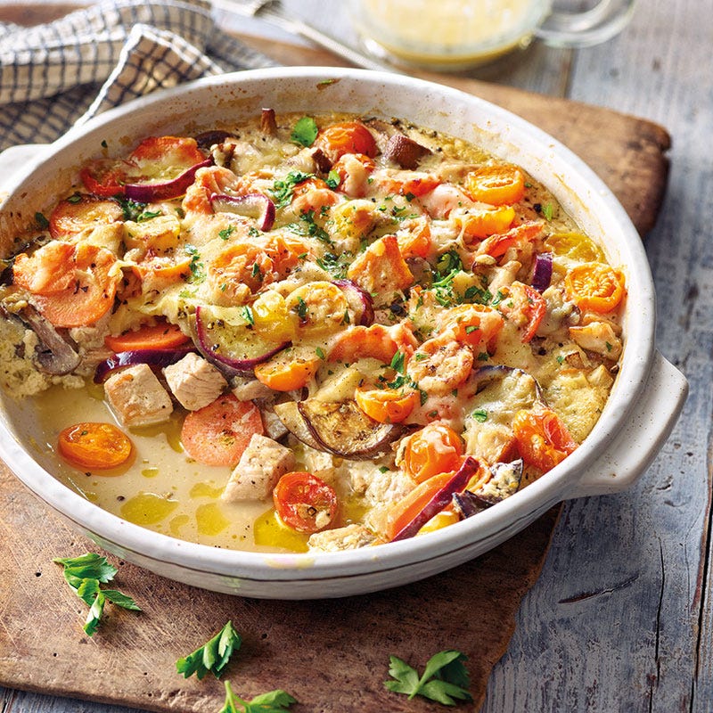 Leichter Putenbrust-Gemüse-Auflauf