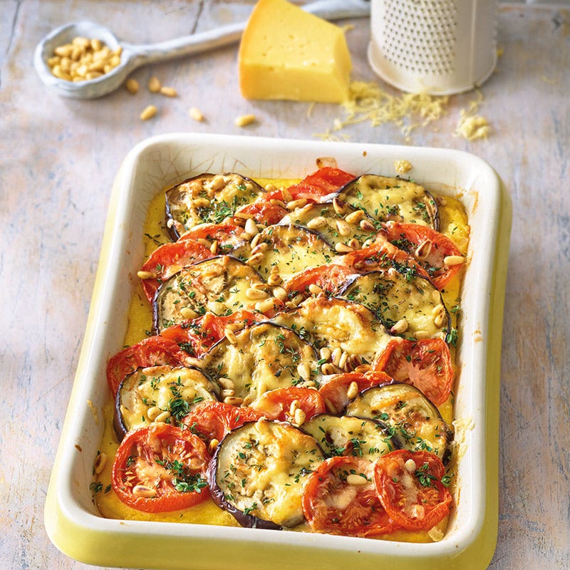 Polenta-Auflauf mit Gemüsehaube