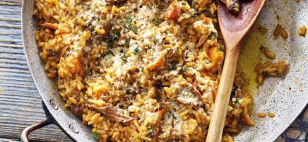 Ofenrisotto mit Kürbis und Pilzen