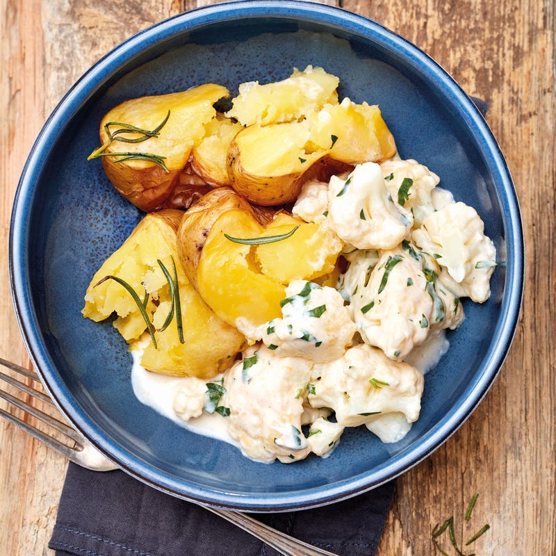 Foto van Geplette aardappelen met bloemkool-kaassaus door WW