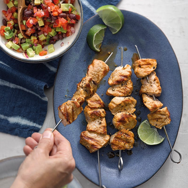 Foto van Mexicaanse salsa met varkenshaasspiesjes door WW