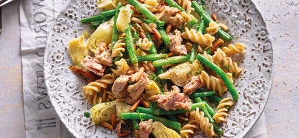 Pastasalade met tonijn en sperziebonen