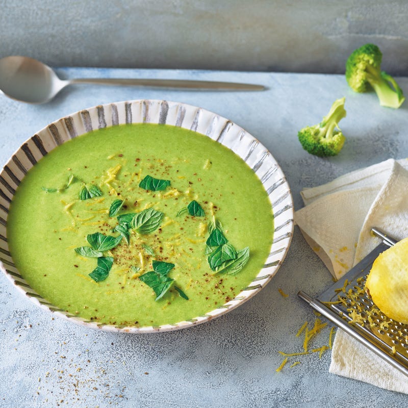 Foto van Broccoli-doperwtensoep met munt door WW