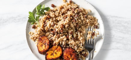 Rice & peas with sweet ginger plantain