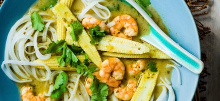 Pittige laksa met garnalen