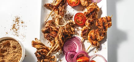 Chicken & mushroom skewers with suya spice
