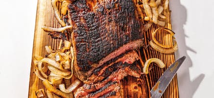Central African-style BBQ steak with onions