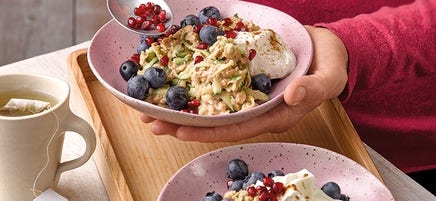 Havermout met courgette en blauwe bessen