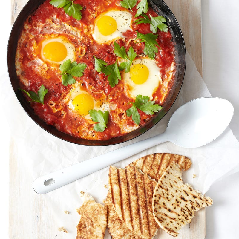 Foto van Shakshuka met pitabroodjes door WW