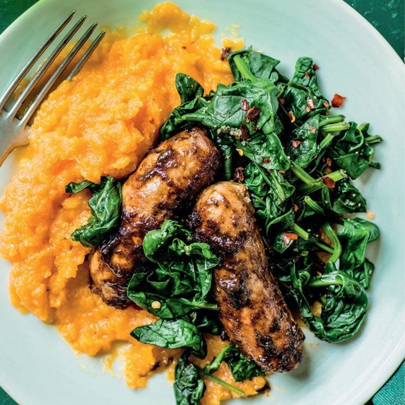 Foto van Barbecueworstjes met pompoenpuree door WW