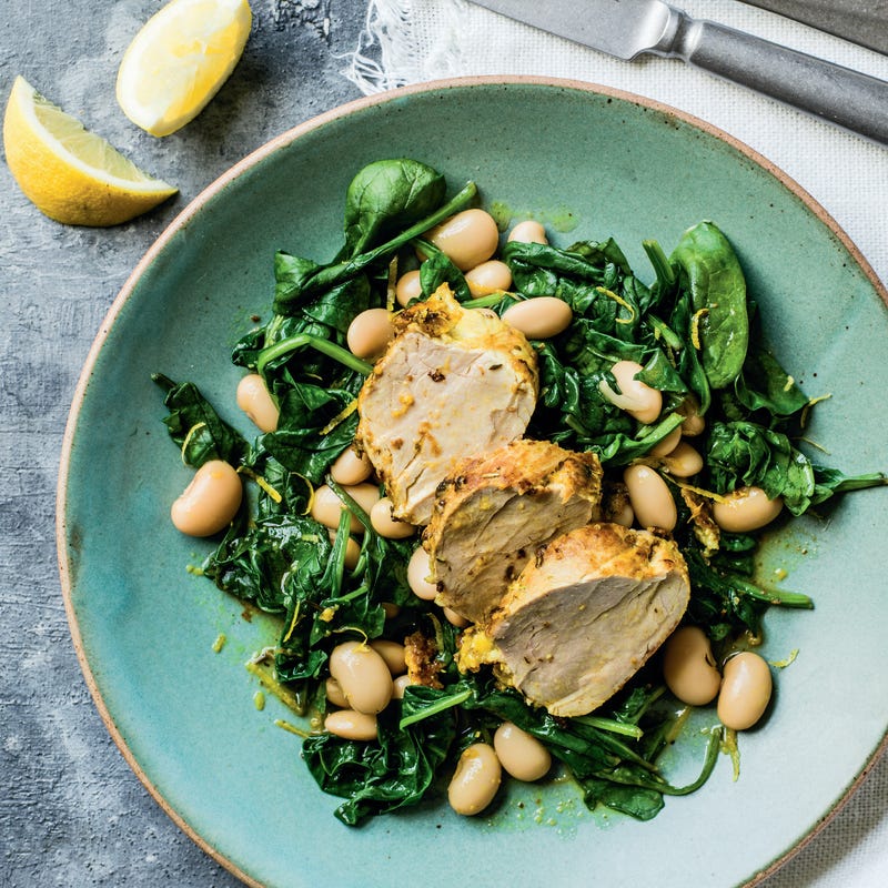 Foto van Varkenshaas met citroen, spinazie & limabonen door WW