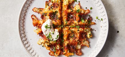 Cheesy cauliflower waffles