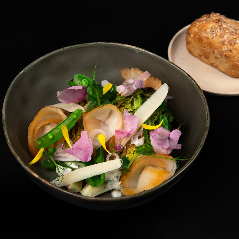 Photo de Salade sucrine grillée, sauce au yaourt et flétan fumé d'Anne-Sophie prise par WW