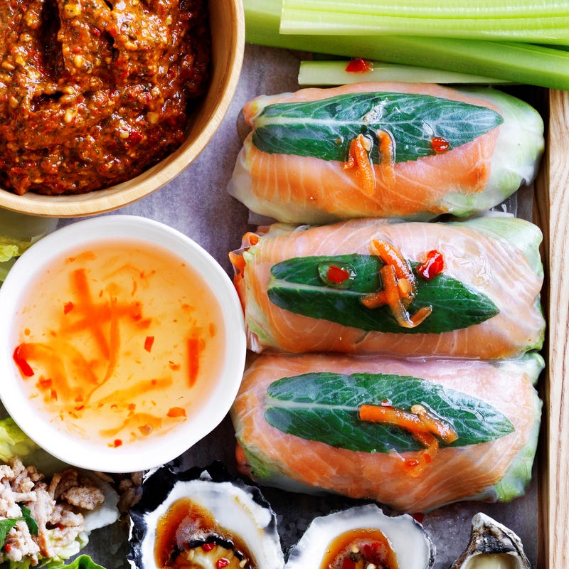 Foto van Rijstpapierrolletjes met zalm door WW