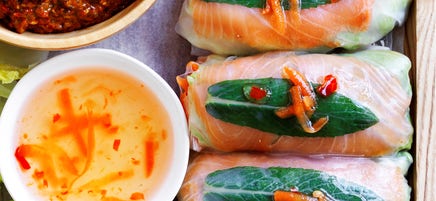 Rijstpapierrolletjes met zalm
