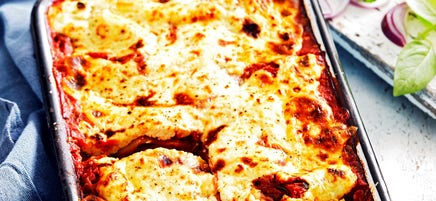 Lasagne van gemengde groenten & ricottacrumble