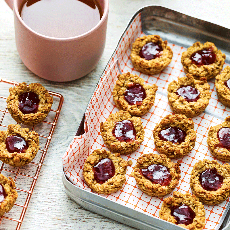 Peanut butter and jam muesli bites