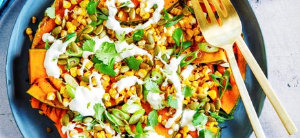 Salade van gegrilde maïs & pompoen