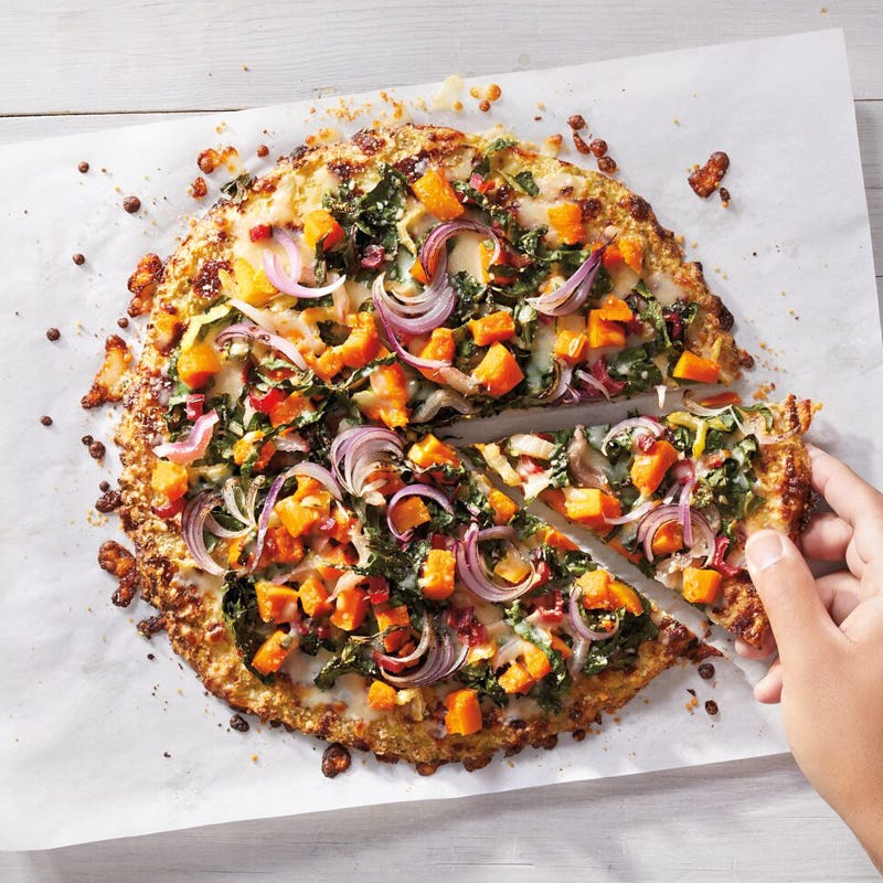 Cauliflower Crust Pizza with Fall Veggies